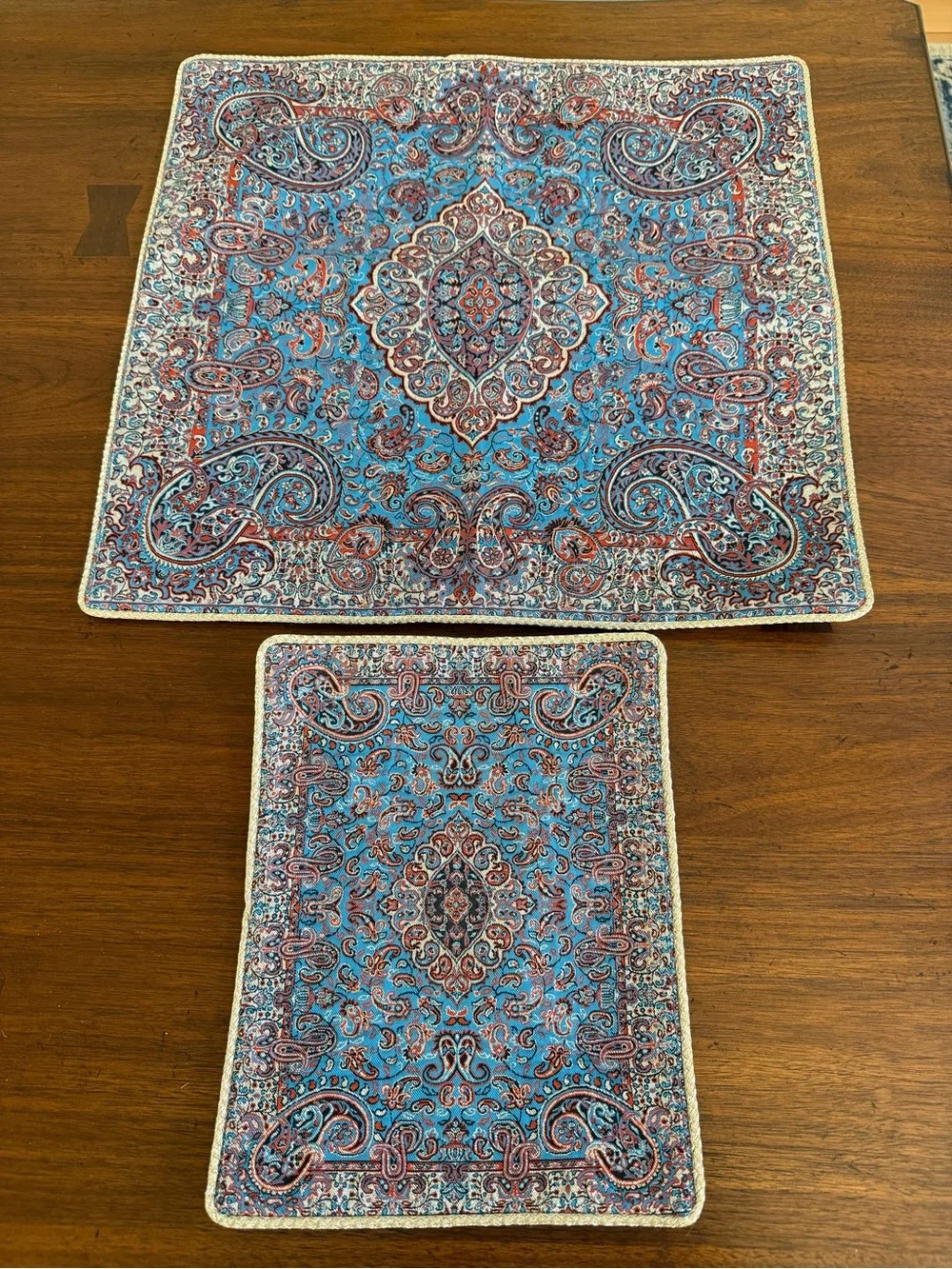 Blue Paisley Placements Set